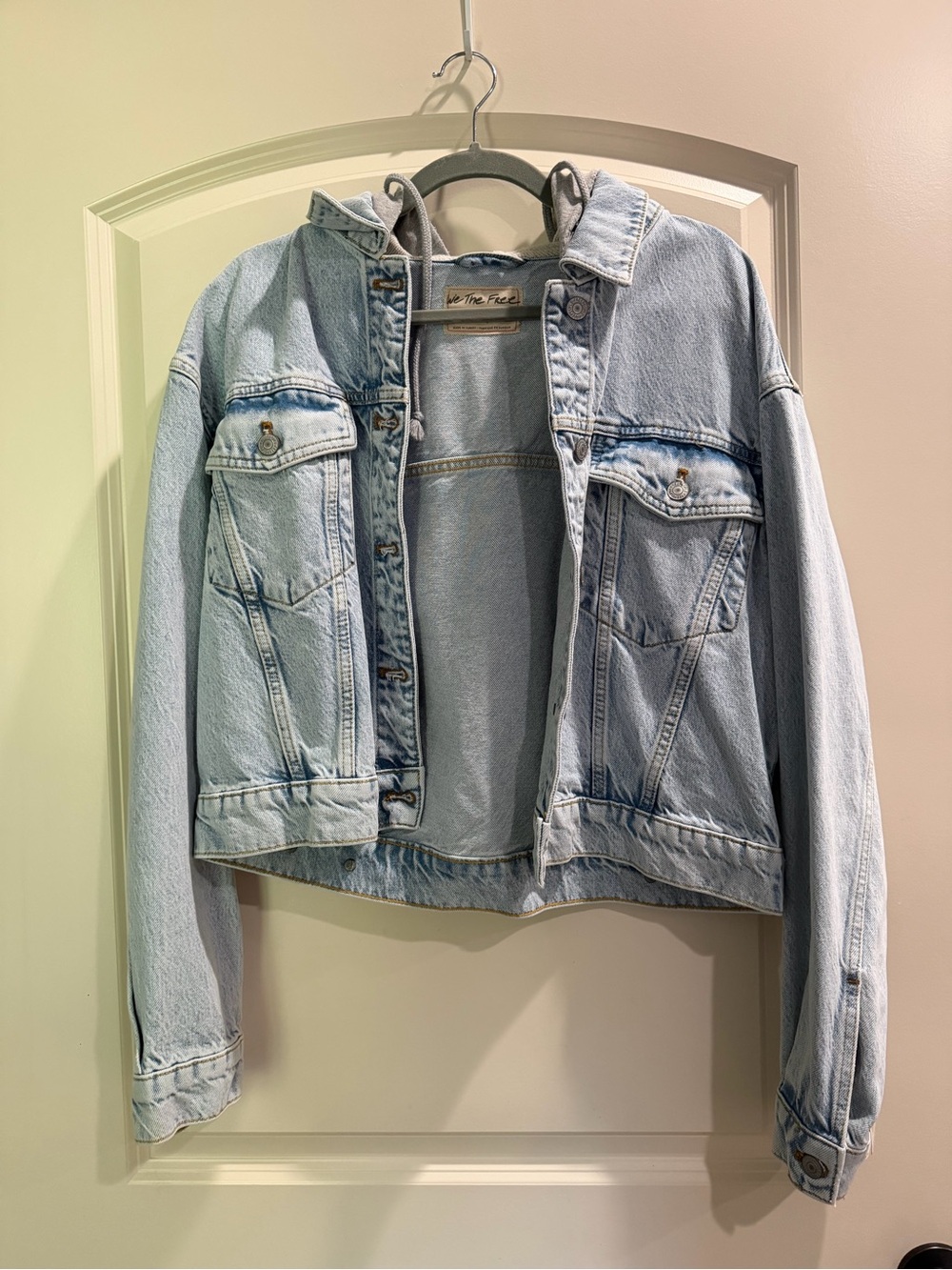 We The Free Hooded Denim Jacket | Light Wash | Size Large | NWT